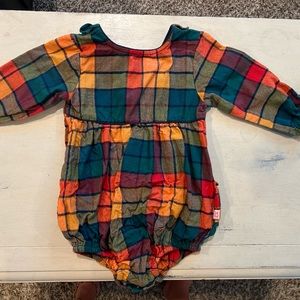 Ruffle Butts Plaid Long Sleeve Romper